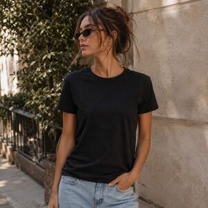 American Giant Black Supima Cotton Crewneck T-Shirt Sz M Minimalist Made in US